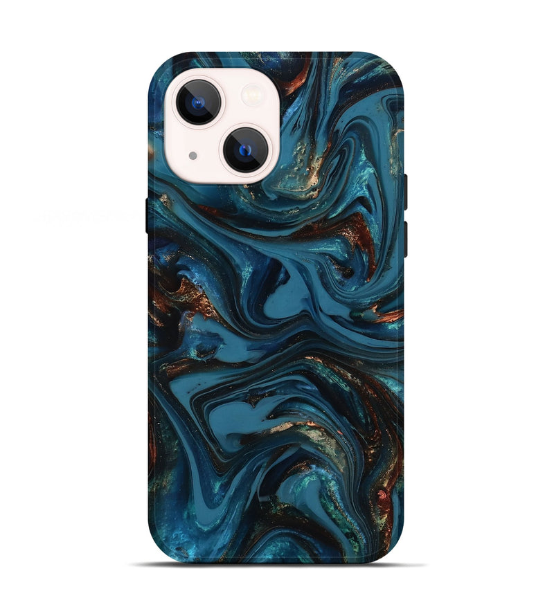iPhone 13 ResinArt Live Edge Phone Case - Watson (Teal & Gold, 817001)
