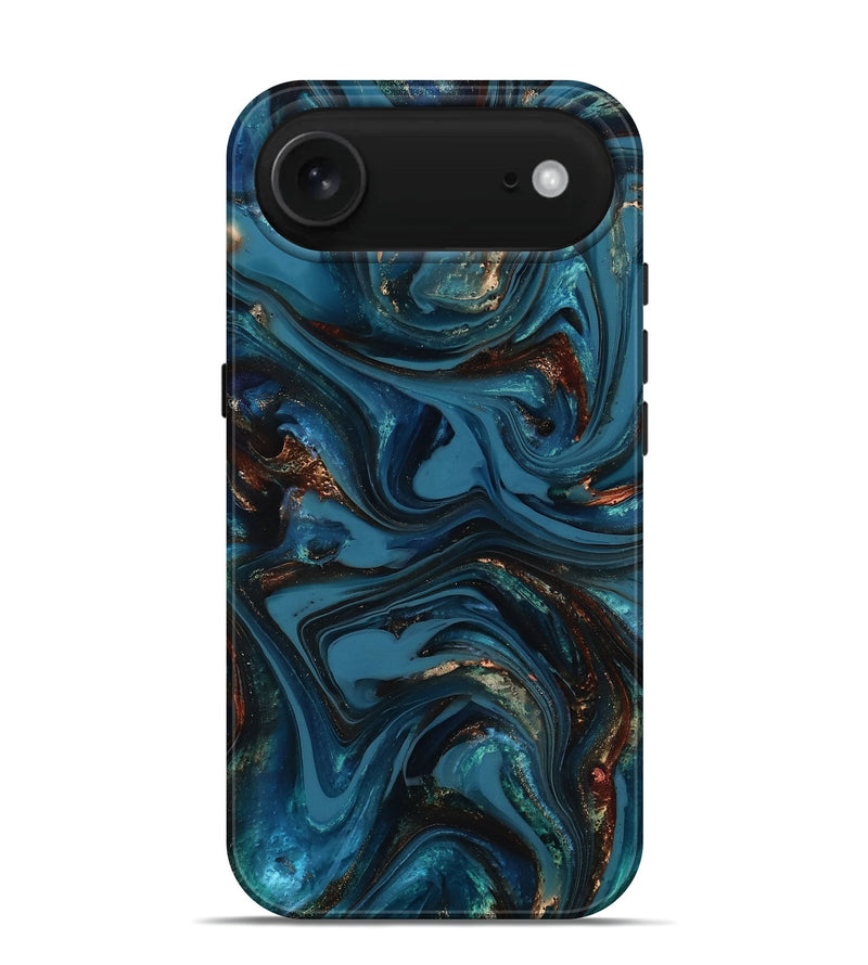 iPhone 17 Air ResinArt Live Edge Phone Case - Watson (Teal & Gold, 817001)