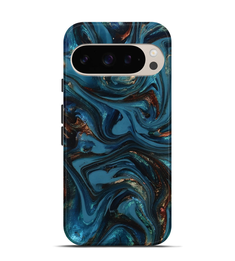 Pixel 9 ResinArt Live Edge Phone Case - Watson (Teal & Gold, 817001)