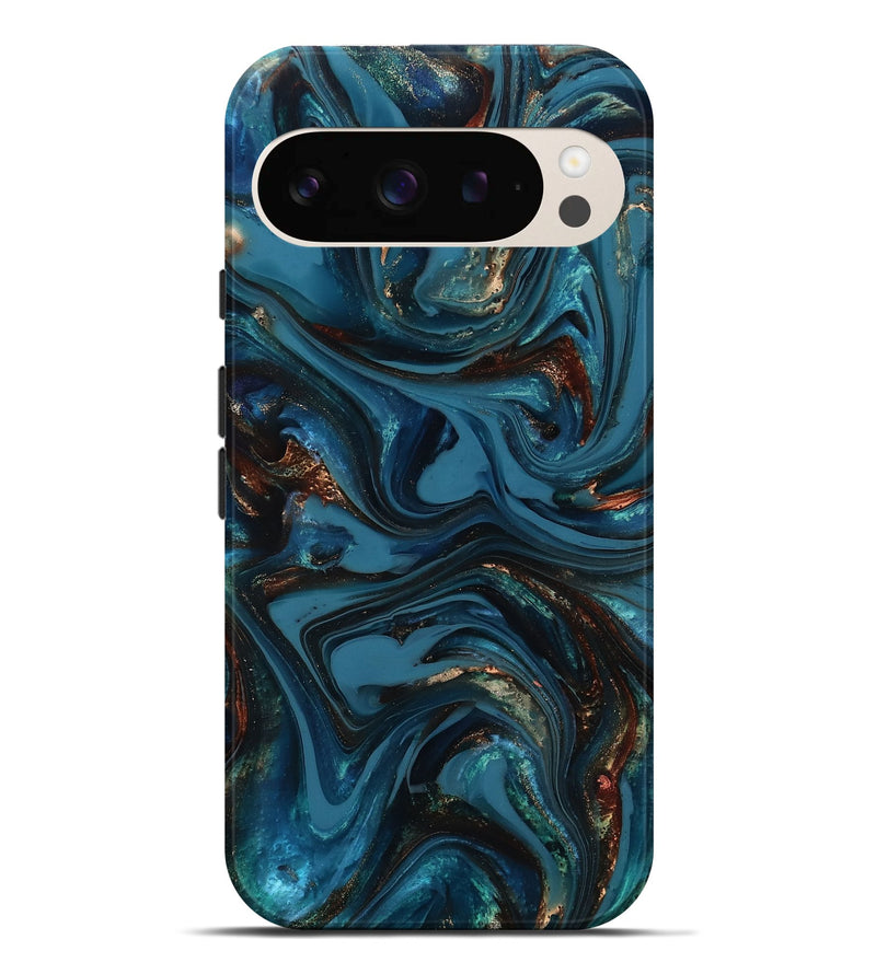 Pixel 9 Pro XL ResinArt Live Edge Phone Case - Watson (Teal & Gold, 817001)