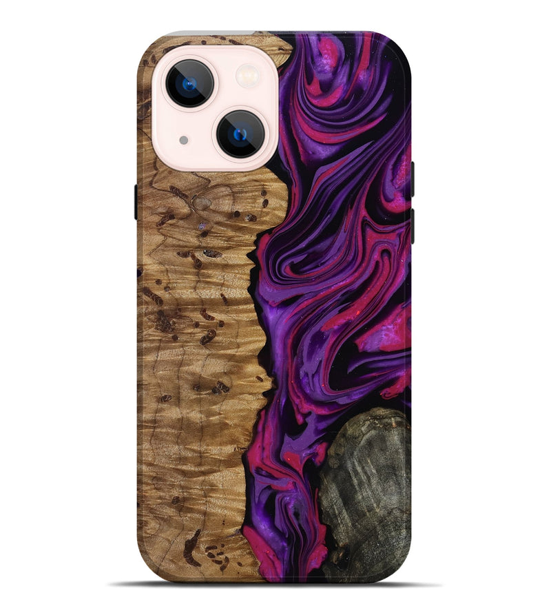 iPhone 14 Plus Wood Live Edge Phone Case - Carmelo (Purple, 817003)