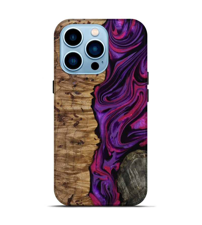 iPhone 14 Pro Wood Live Edge Phone Case - Carmelo (Purple, 817003)