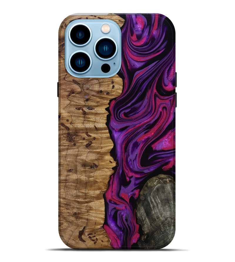 iPhone 14 Pro Max Wood Live Edge Phone Case - Carmelo (Purple, 817003)