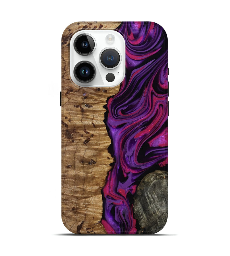 iPhone 15 Pro Wood Live Edge Phone Case - Carmelo (Purple, 817003)