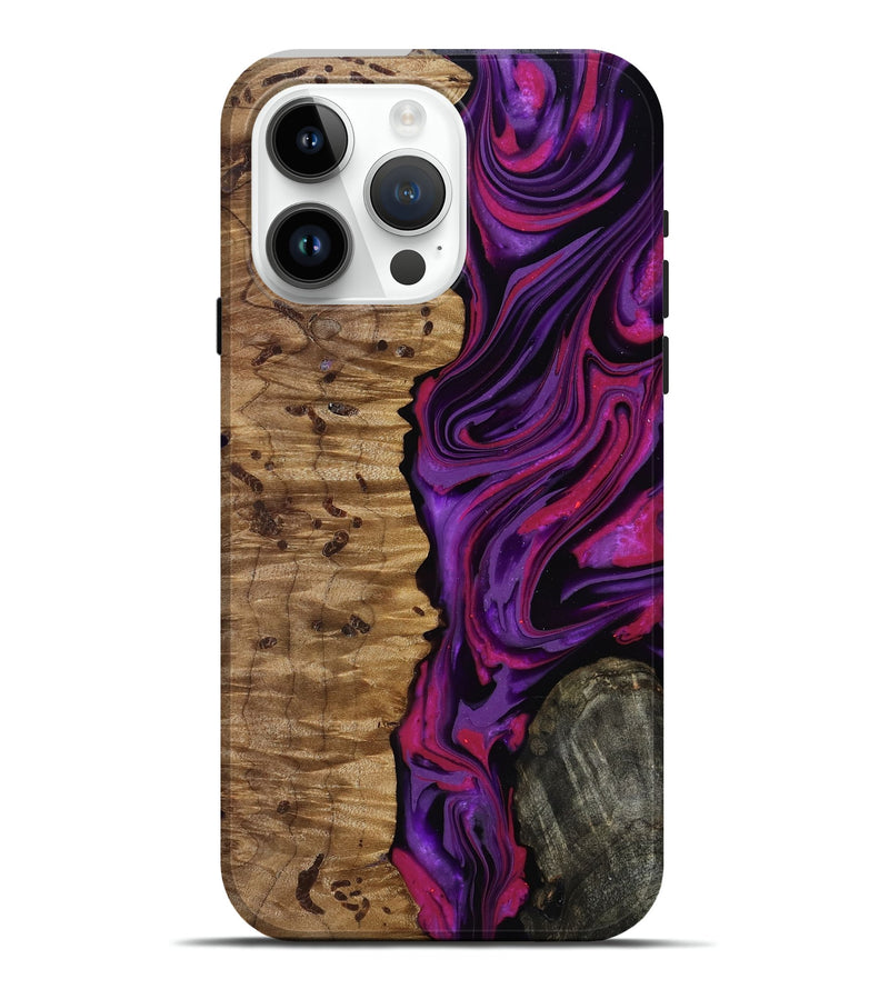 iPhone 15 Pro Max Wood Live Edge Phone Case - Carmelo (Purple, 817003)