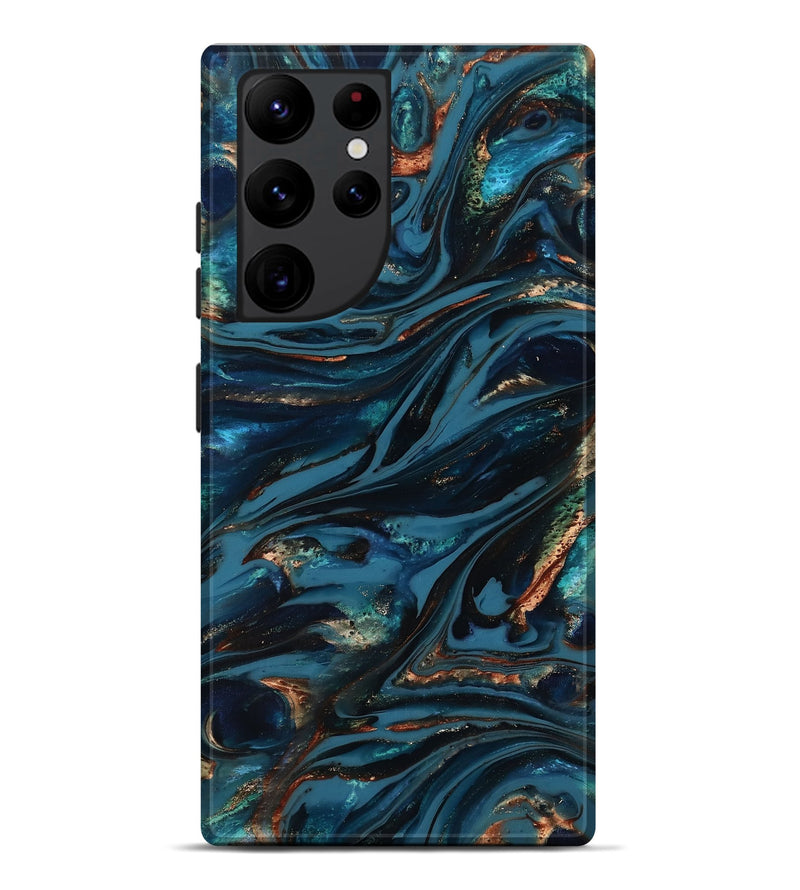 Galaxy S22 Ultra ResinArt Live Edge Phone Case - Kiana (Teal & Gold, 817004)