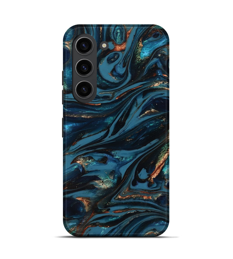 Galaxy S23 ResinArt Live Edge Phone Case - Kiana (Teal & Gold, 817004)