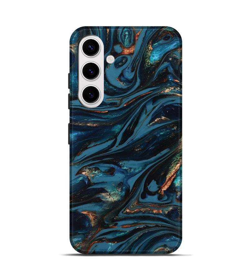 Galaxy S25 ResinArt Live Edge Phone Case - Kiana (Teal & Gold, 817004)