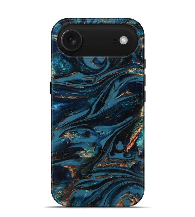 iPhone 17 Air ResinArt Live Edge Phone Case - Kiana (Teal & Gold, 817004)