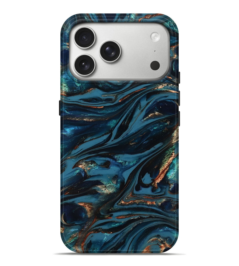 iPhone 17 Pro Max ResinArt Live Edge Phone Case - Kiana (Teal & Gold, 817004)