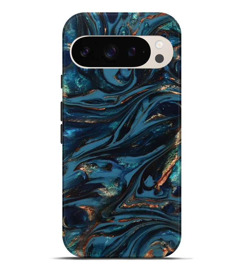 Pixel 10 Pro XL ResinArt Live Edge Phone Case - Kiana (Teal & Gold, 817004)