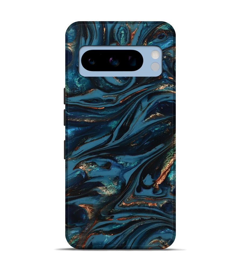 Pixel 8 Pro ResinArt Live Edge Phone Case - Kiana (Teal & Gold, 817004)