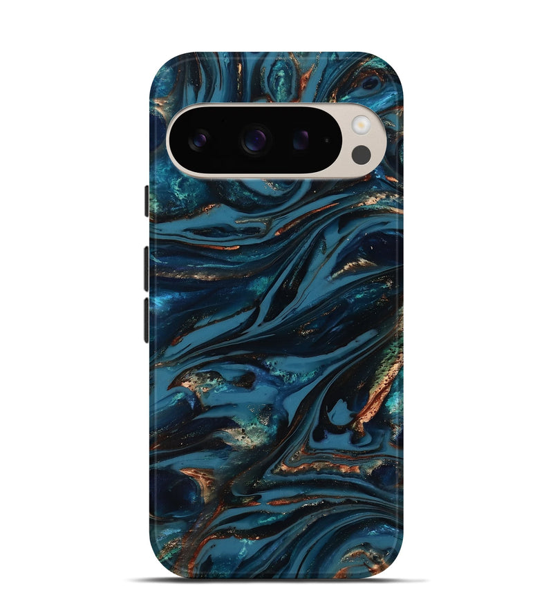 Pixel 9 ResinArt Live Edge Phone Case - Kiana (Teal & Gold, 817004)