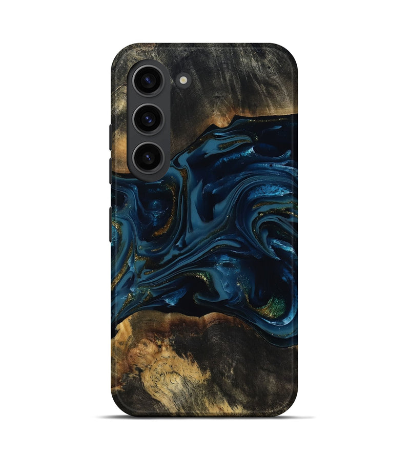 Galaxy S23 Wood Live Edge Phone Case - Garnett (Teal & Gold, 817006)