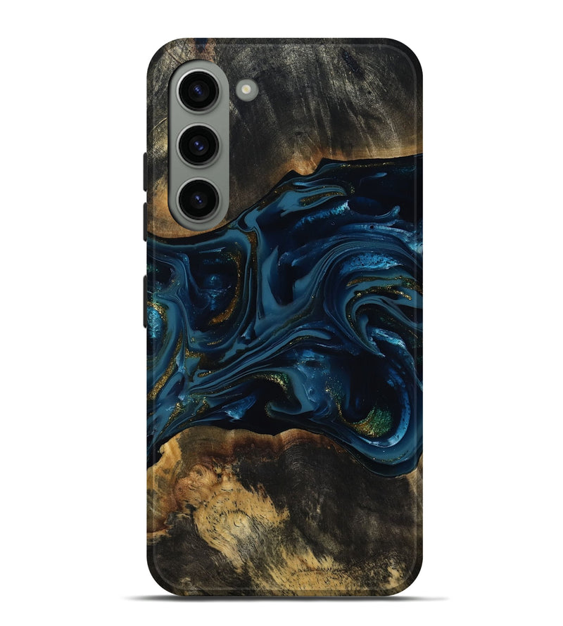 Galaxy S23 Plus Wood Live Edge Phone Case - Garnett (Teal & Gold, 817006)