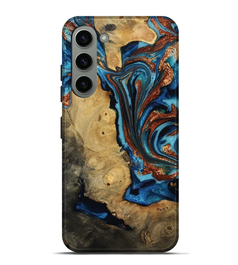 Galaxy S23 Plus Wood Live Edge Phone Case - Emmie (Teal & Gold, 817007)
