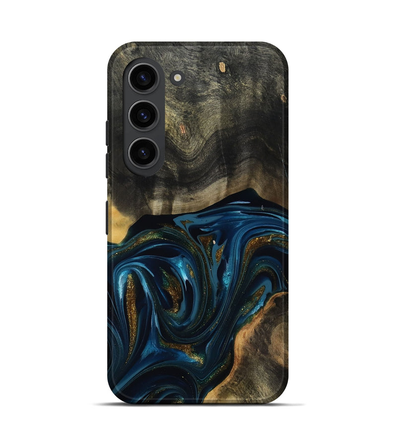 Galaxy S23 Wood Live Edge Phone Case - Dakari (Teal & Gold, 817008)