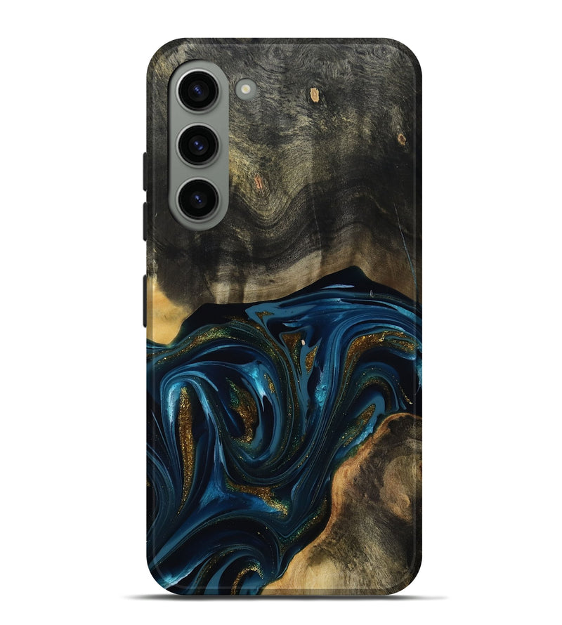 Galaxy S23 Plus Wood Live Edge Phone Case - Dakari (Teal & Gold, 817008)