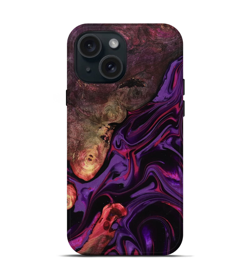 iPhone 15 Wood Live Edge Phone Case - Liberty (Purple, 817010)