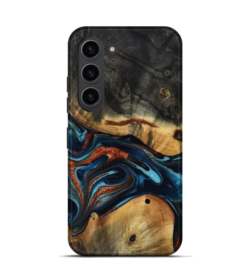 Galaxy S23 Wood Live Edge Phone Case - Douglas (Teal & Gold, 817014)