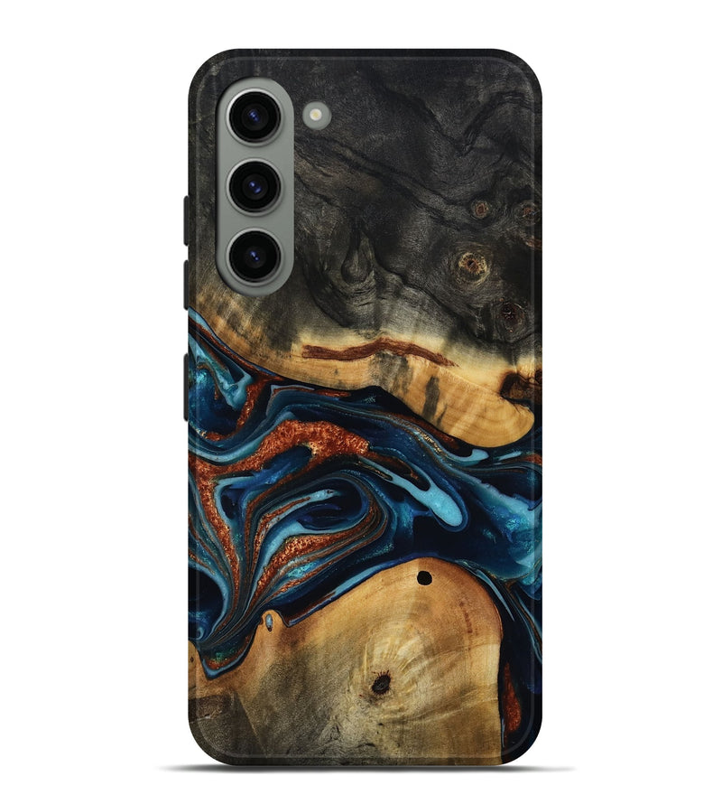 Galaxy S23 Plus Wood Live Edge Phone Case - Douglas (Teal & Gold, 817014)