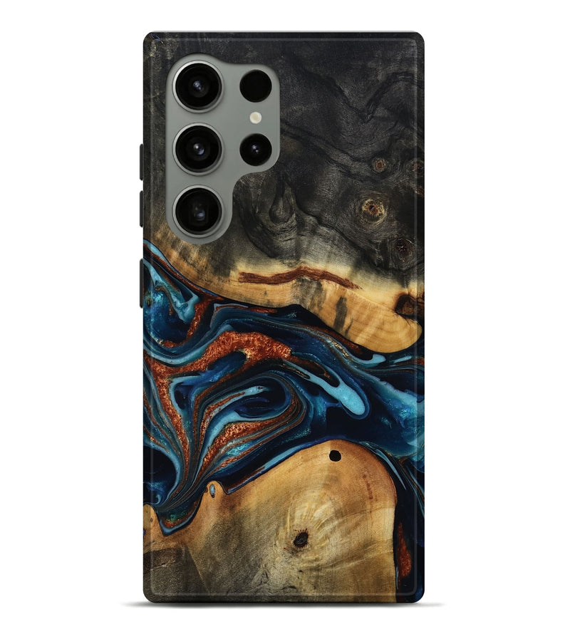 Galaxy S24 Ultra Wood Live Edge Phone Case - Douglas (Teal & Gold, 817014)