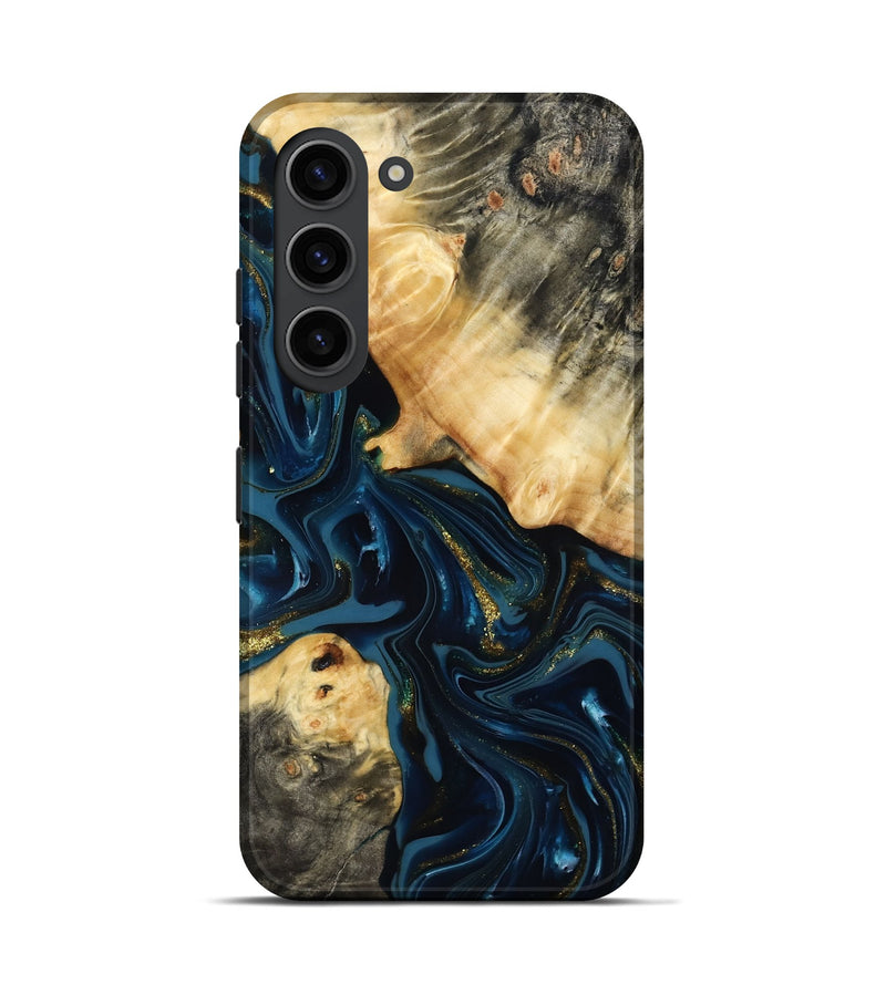 Galaxy S23 Wood Live Edge Phone Case - Dee (Teal & Gold, 817015)