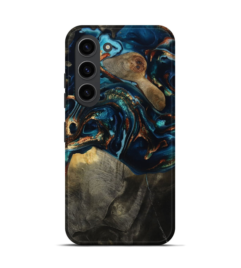 Galaxy S23 Wood Live Edge Phone Case - Freddy (Teal & Gold, 817016)