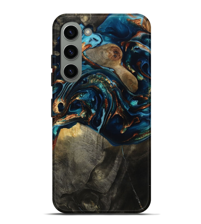 Galaxy S23 Plus Wood Live Edge Phone Case - Freddy (Teal & Gold, 817016)