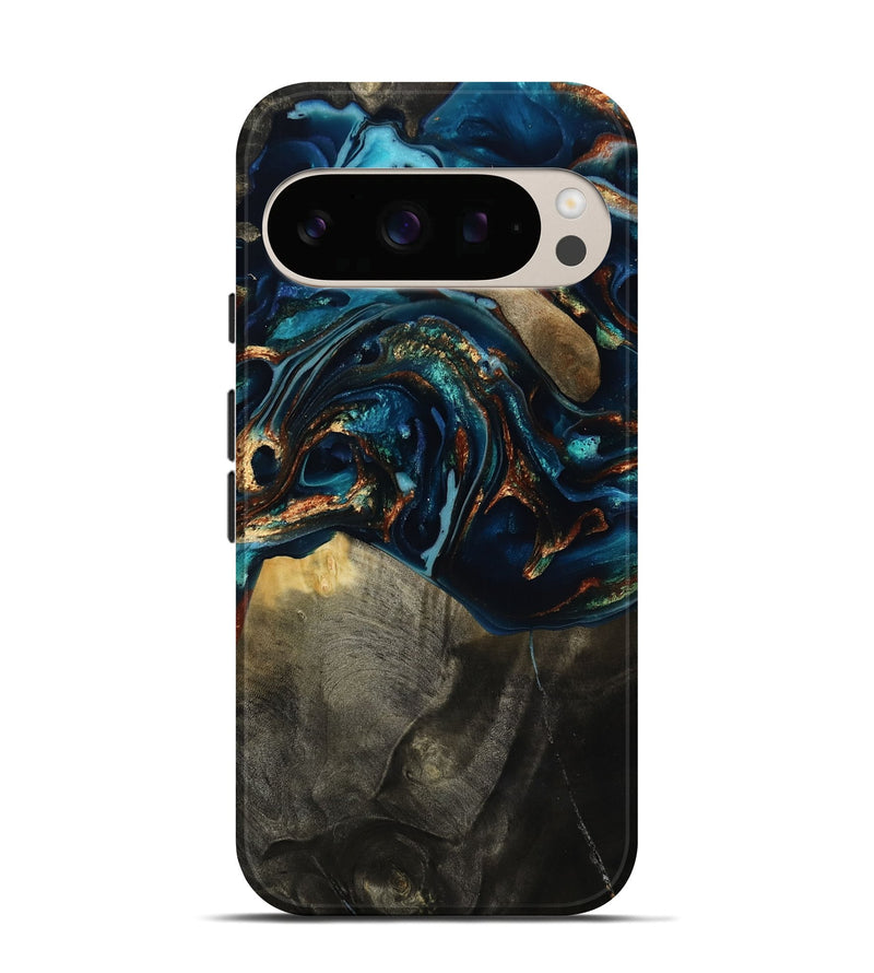 Pixel 10 Wood Live Edge Phone Case - Freddy (Teal & Gold, 817016)