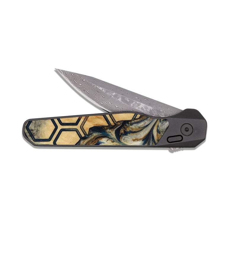 EDC Dark Damascus Wood Pocket Knife - Susana (Pattern, 817034)