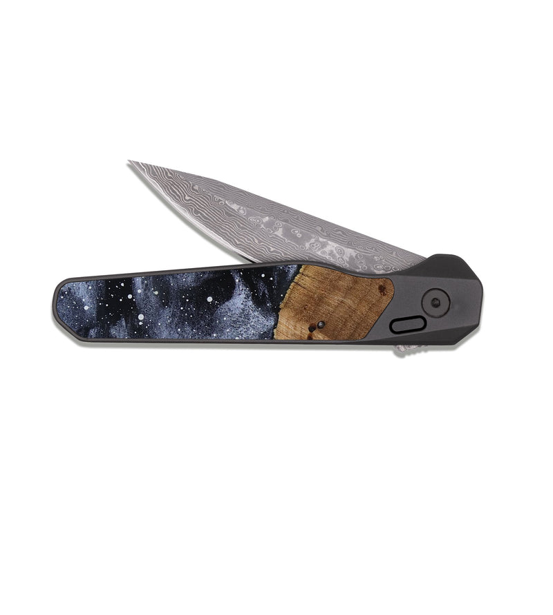 EDC Dark Damascus Wood Pocket Knife - Janae (Cosmos, 817079)