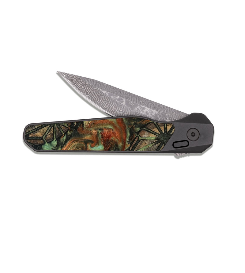 EDC Dark Damascus Wood Pocket Knife - Jaslyn (Pattern, 817113)