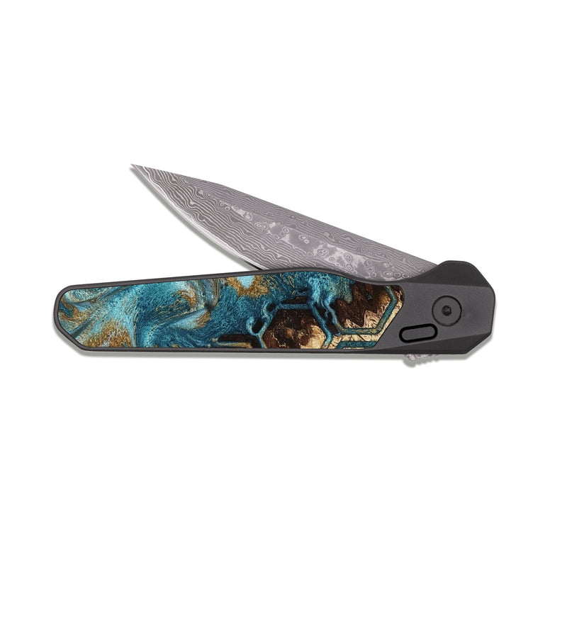 EDC Dark Damascus Wood Pocket Knife - Taniya (Pattern, 817115)