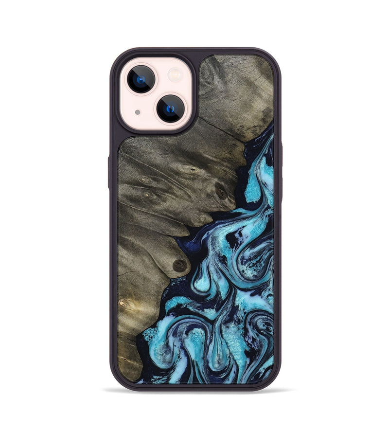 iPhone 14 Wood Phone Case - Myrna (Blue, 817134)
