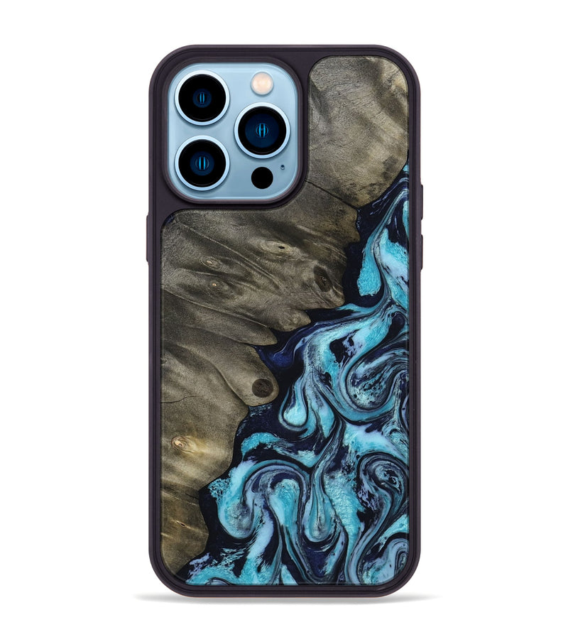 iPhone 14 Pro Max Wood Phone Case - Myrna (Blue, 817134)