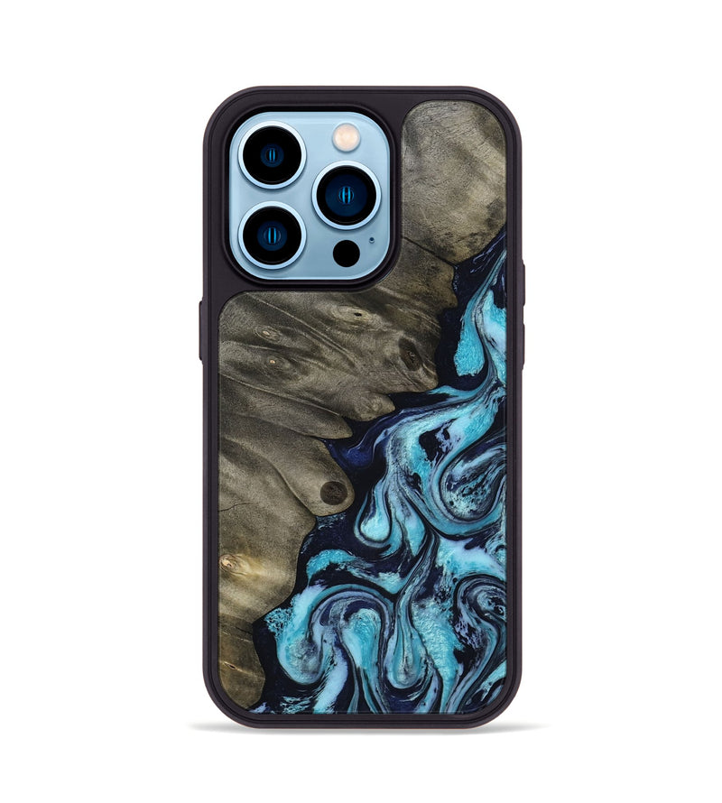 iPhone 14 Pro Wood Phone Case - Myrna (Blue, 817134)