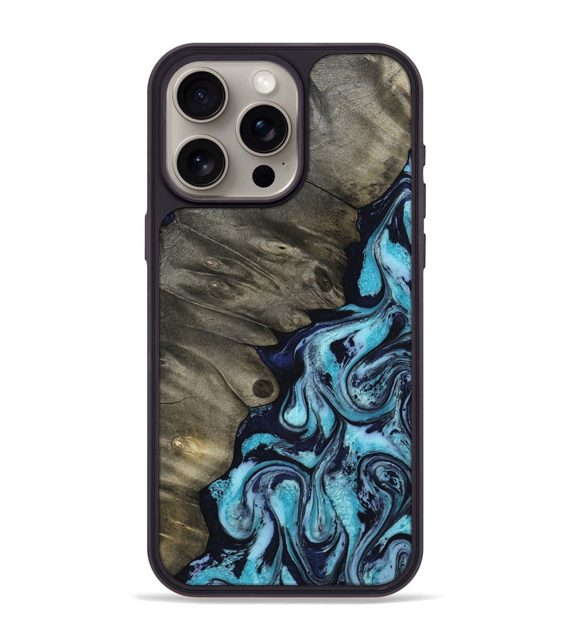 iPhone 15 Pro Max Wood Phone Case - Myrna (Blue, 817134)