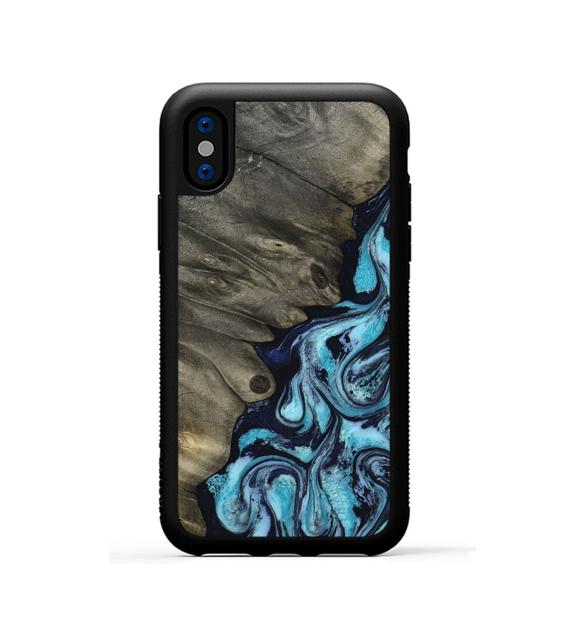 iPhone Xs Wood Phone Case - Myrna (Blue, 817134)