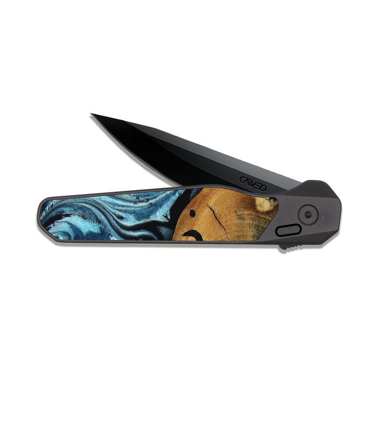 EDC Dark Slate Wood Pocket Knife - Shani (Blue, 817140)