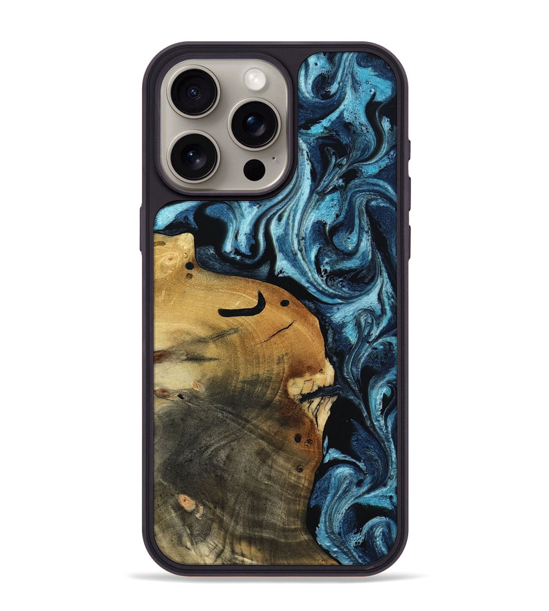 iPhone 15 Pro Max Wood Phone Case - Shani (Blue, 817140)