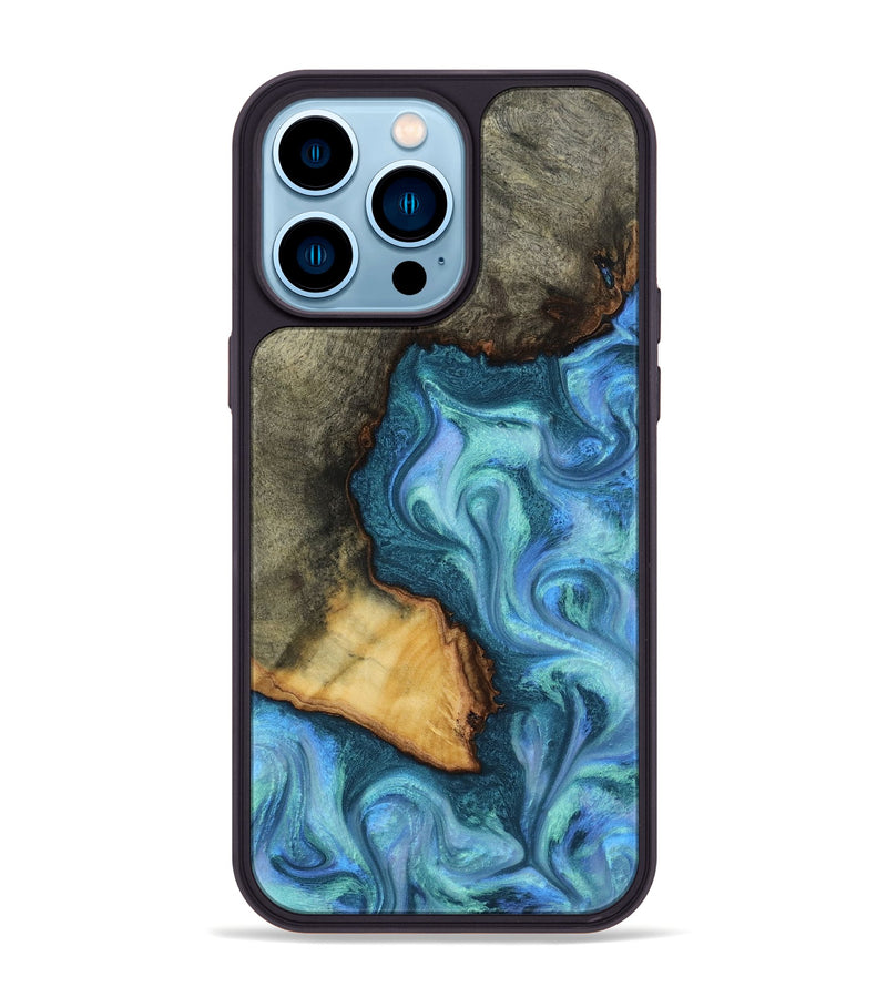 iPhone 14 Pro Max Wood Phone Case - Dilan (Blue, 817142)