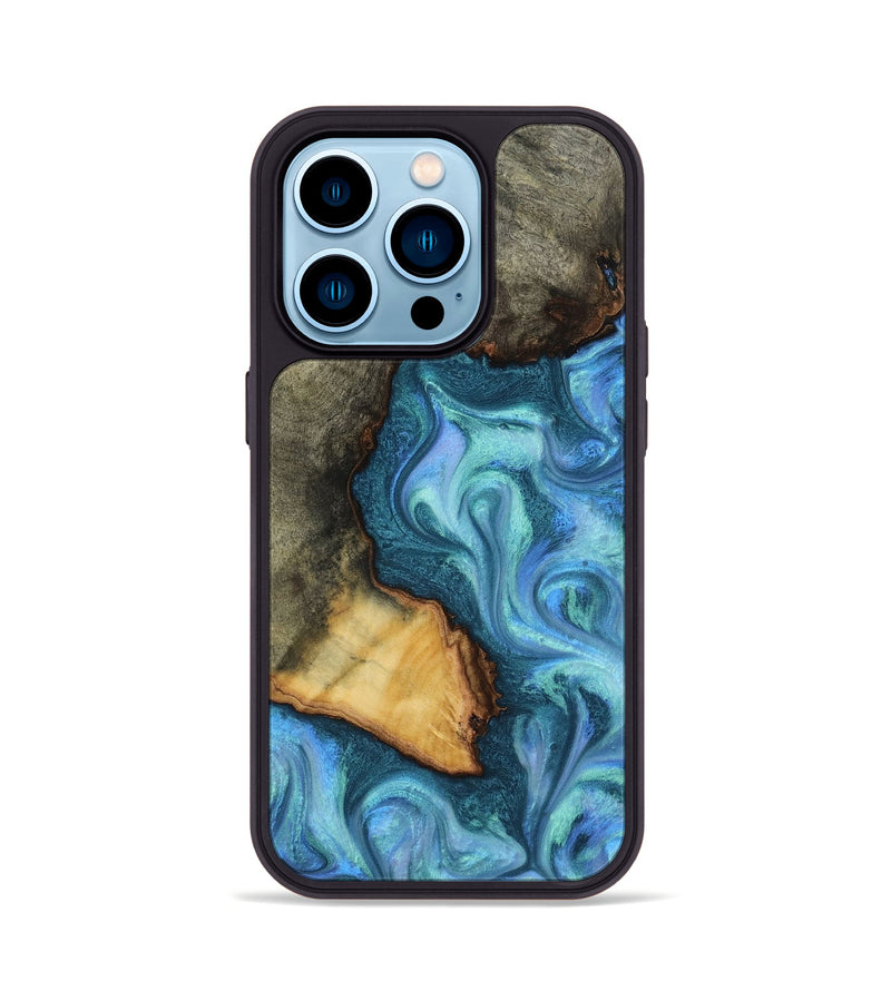 iPhone 14 Pro Wood Phone Case - Dilan (Blue, 817142)