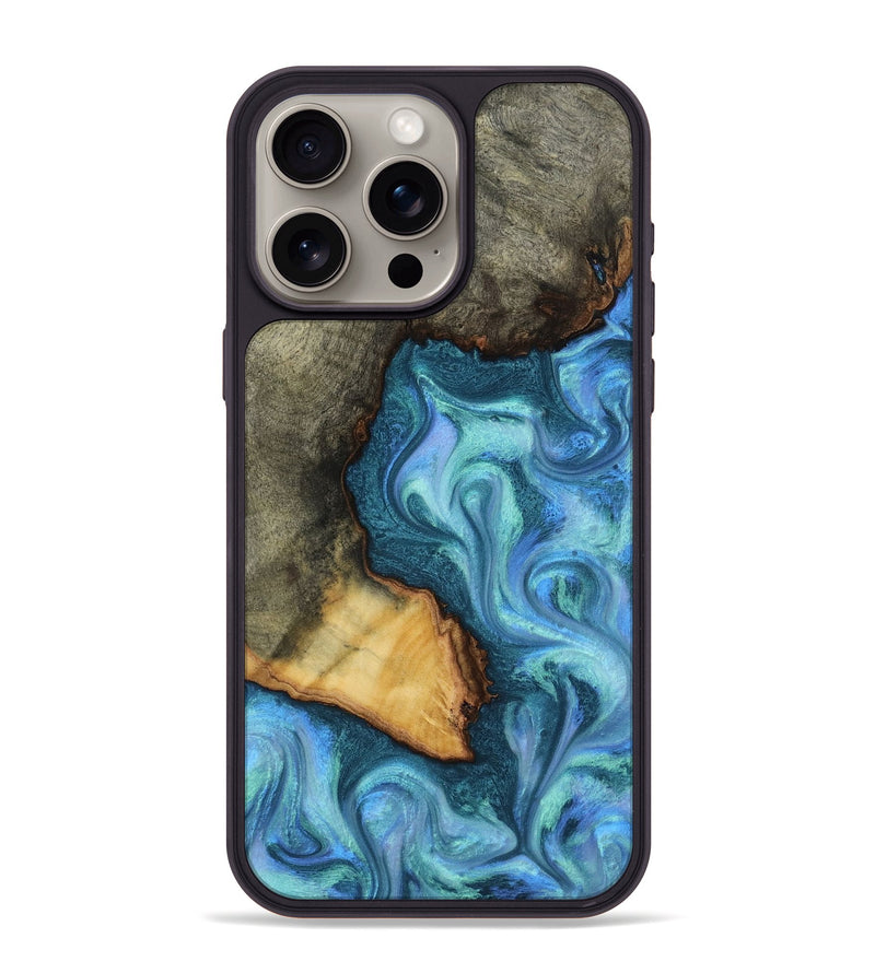 iPhone 15 Pro Max Wood Phone Case - Dilan (Blue, 817142)