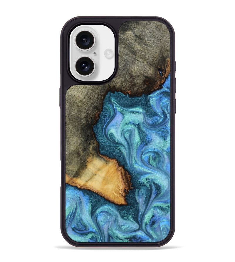 iPhone 16 Plus Wood Phone Case - Dilan (Blue, 817142)