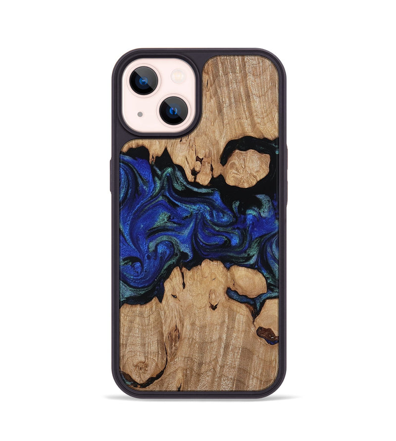 iPhone 14 Wood Phone Case - Guy (Blue, 817143)