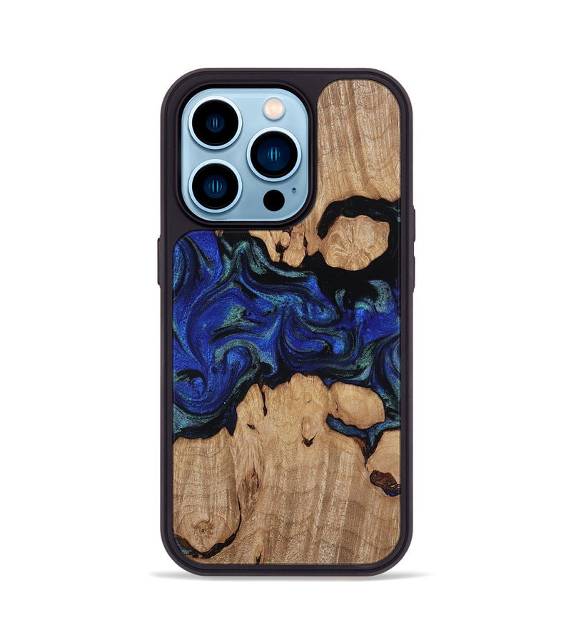 iPhone 14 Pro Wood Phone Case - Guy (Blue, 817143)