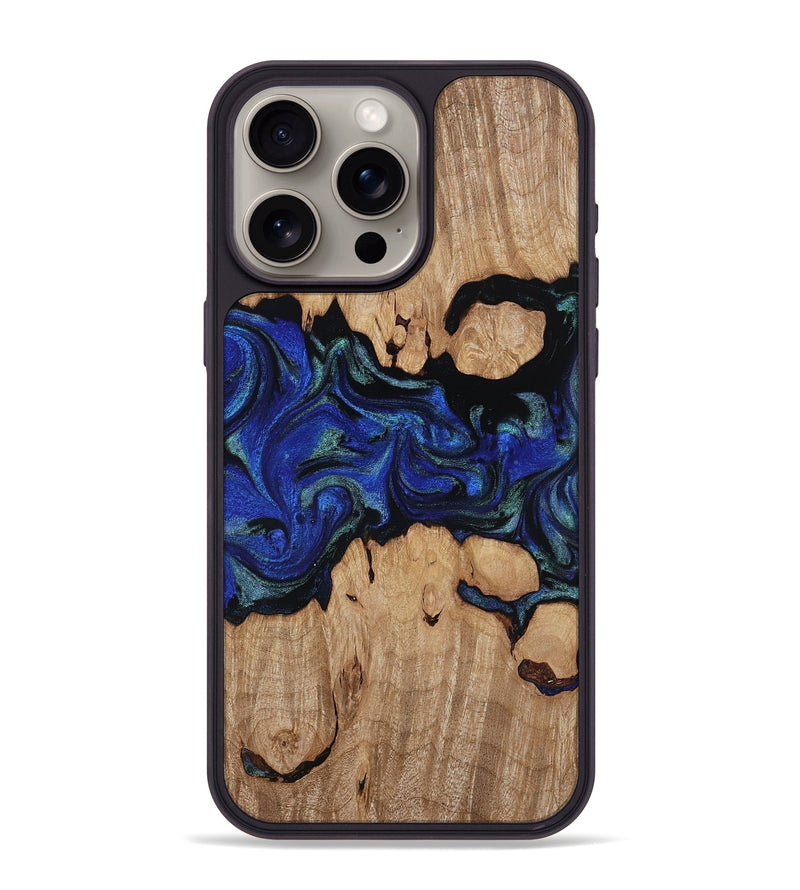 iPhone 15 Pro Max Wood Phone Case - Guy (Blue, 817143)