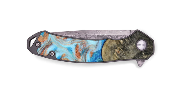 EDC Wood Pocket Knife - Danita (Teal & Gold, 817150)