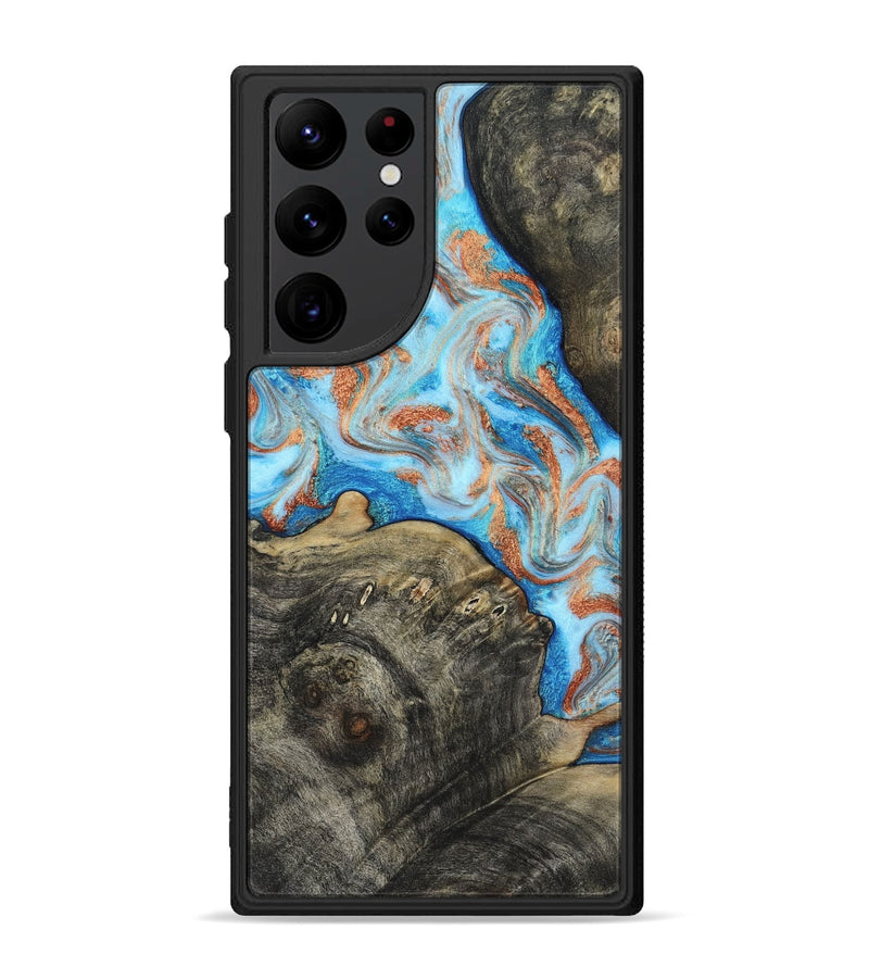Galaxy S22 Ultra Wood Phone Case - Danita (Teal & Gold, 817150)
